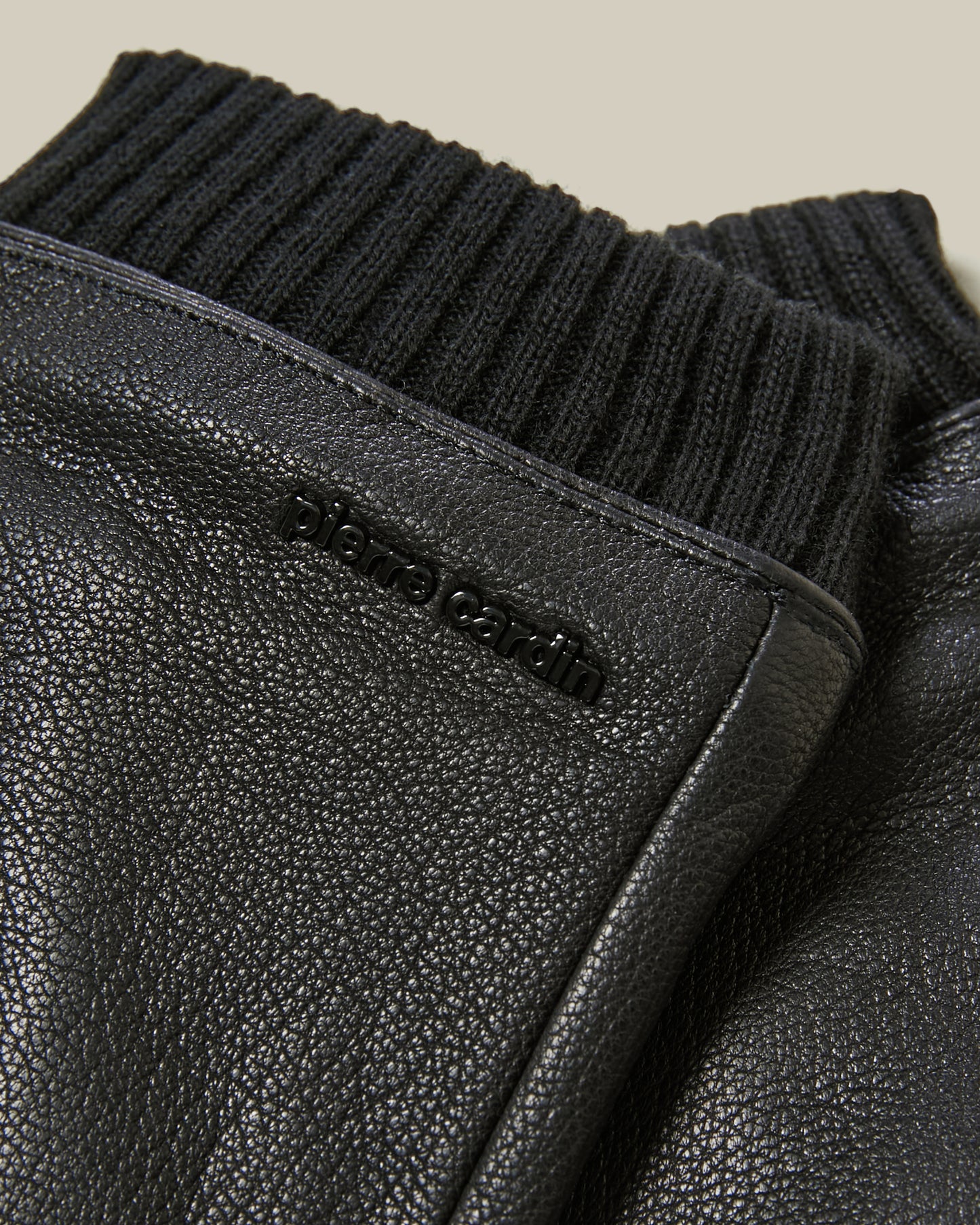 Brand Embellished Leather Gloves