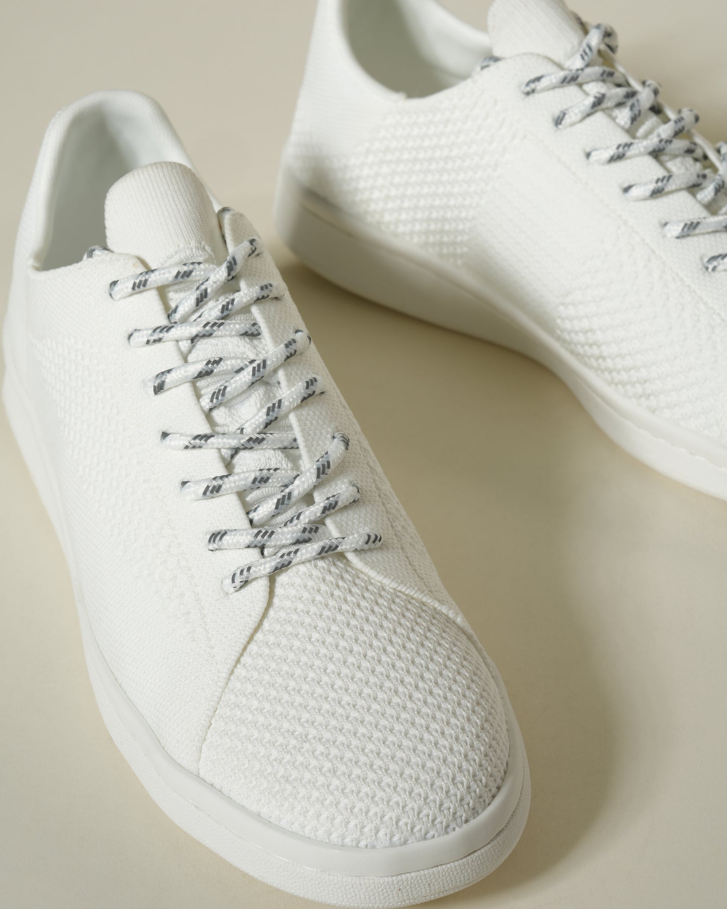 White Lace-Up Sneakers