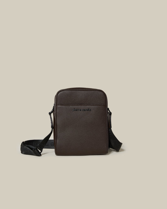 Brand Embellished Leather Crossbody Bag