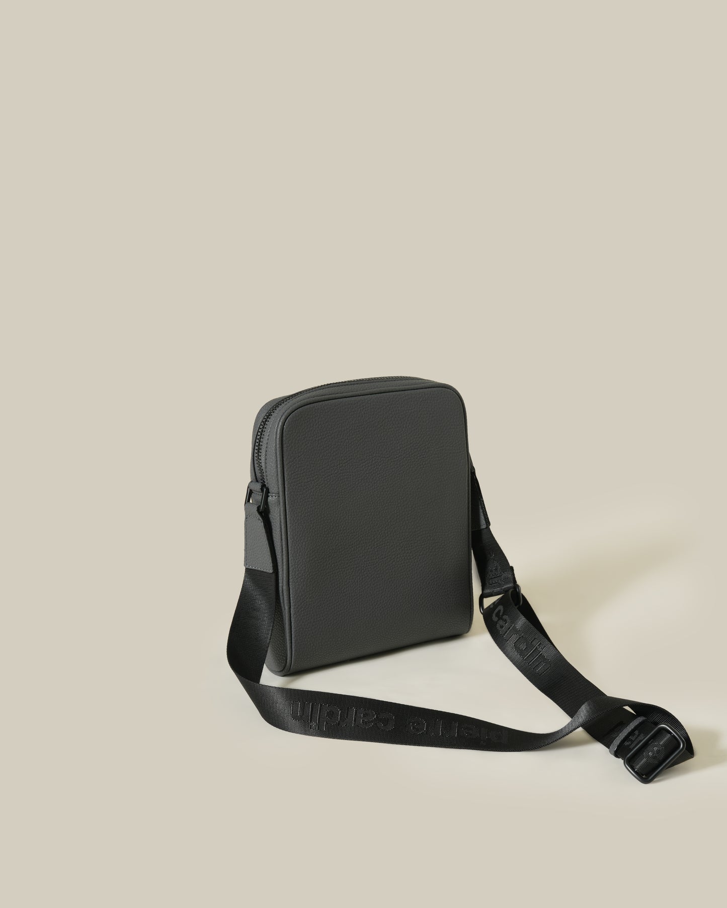 Brand Embellished Leather Crossbody Bag