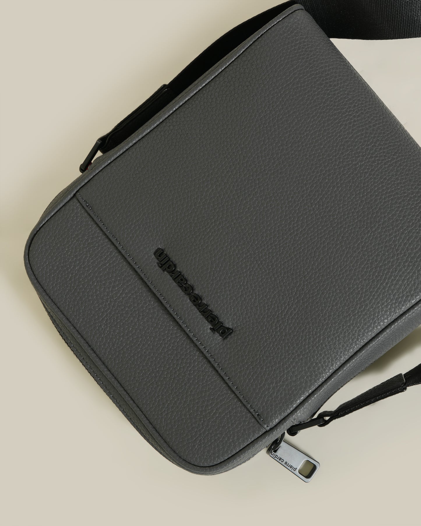 Brand Embellished Leather Crossbody Bag
