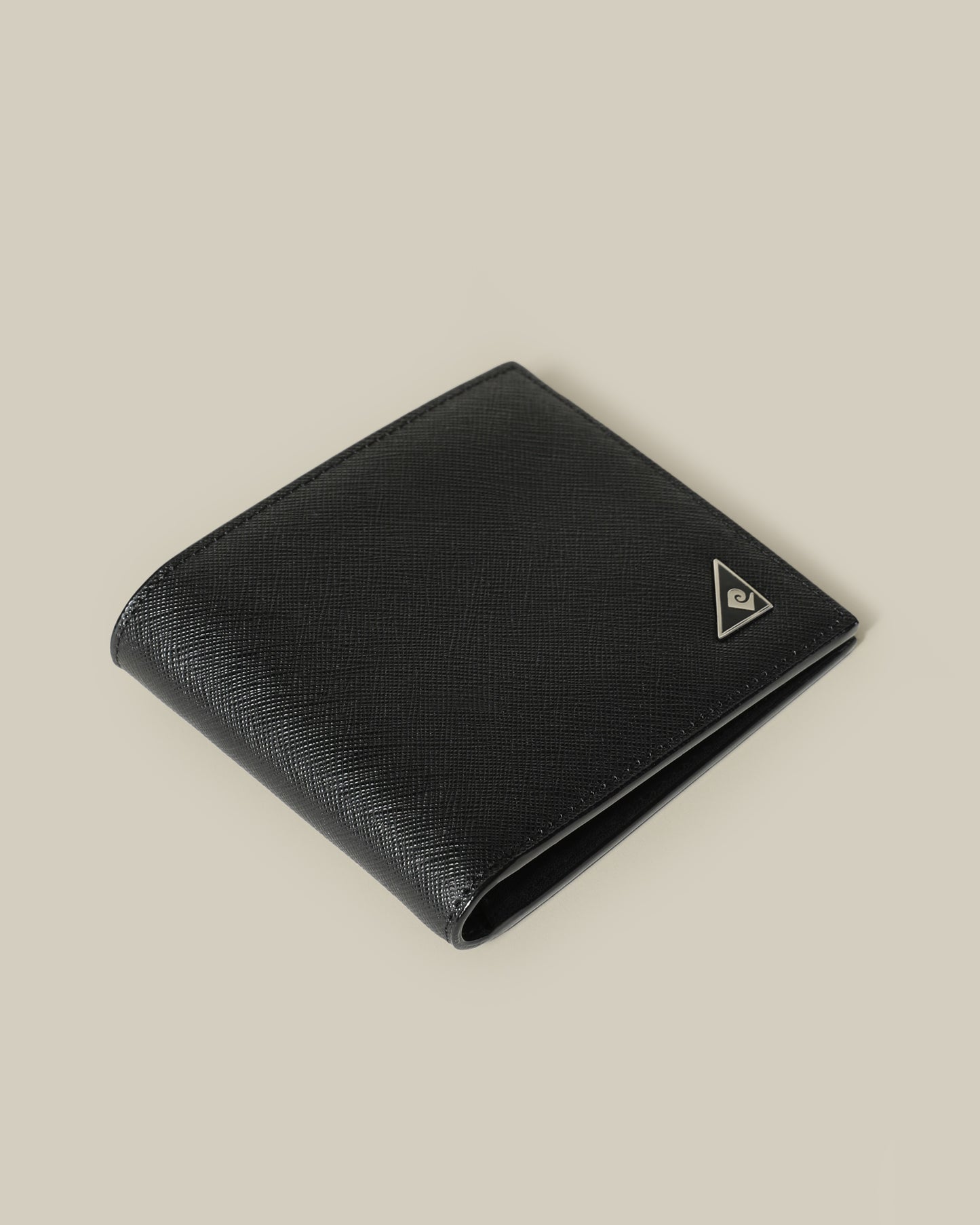 Logo Embellished Textured Wallet