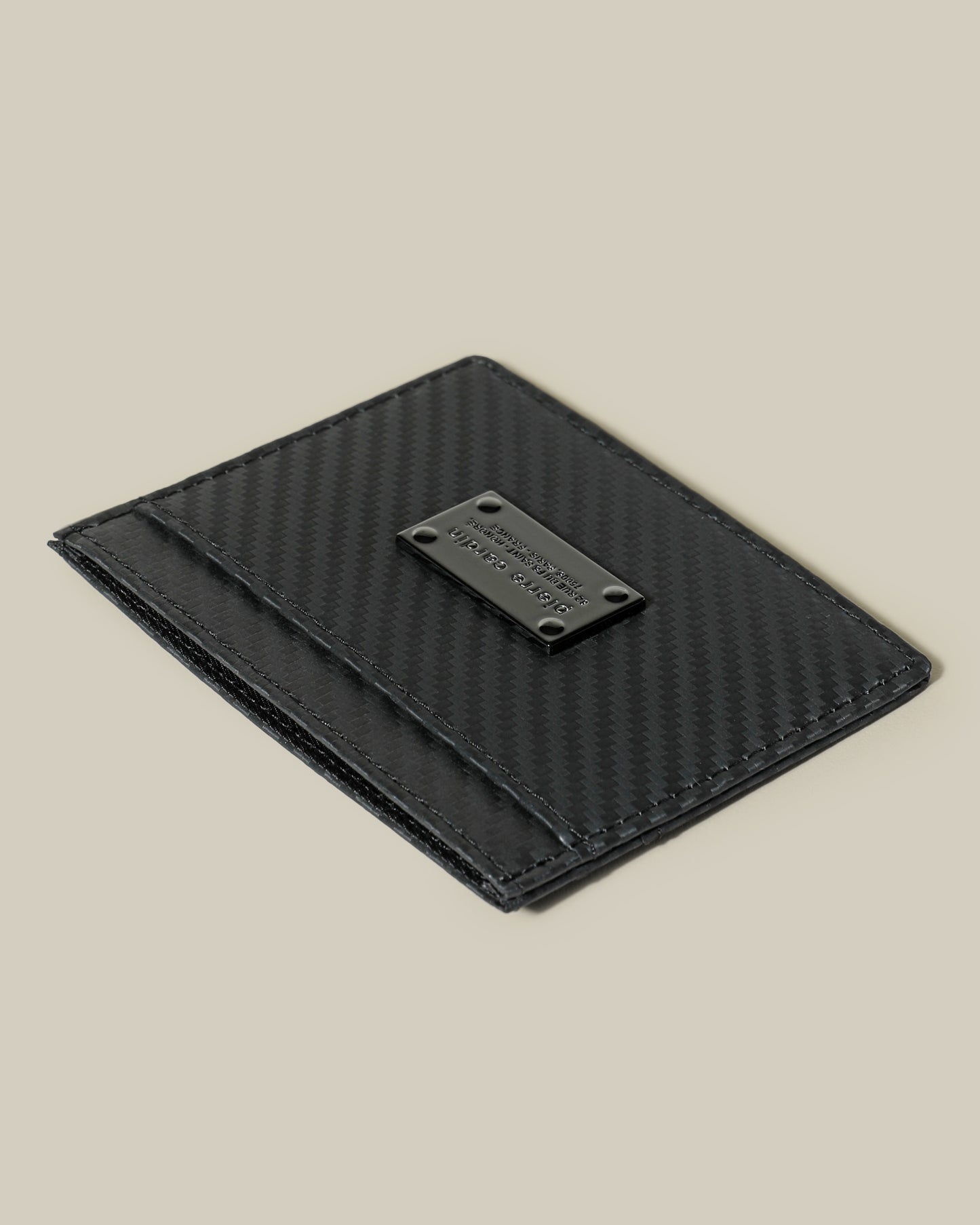 Textured Brand Embellished Card Holder