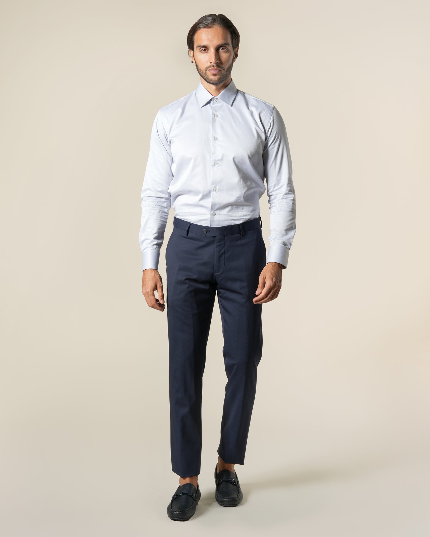 Slim Fit Striped Navy Blue Tailored Pants
