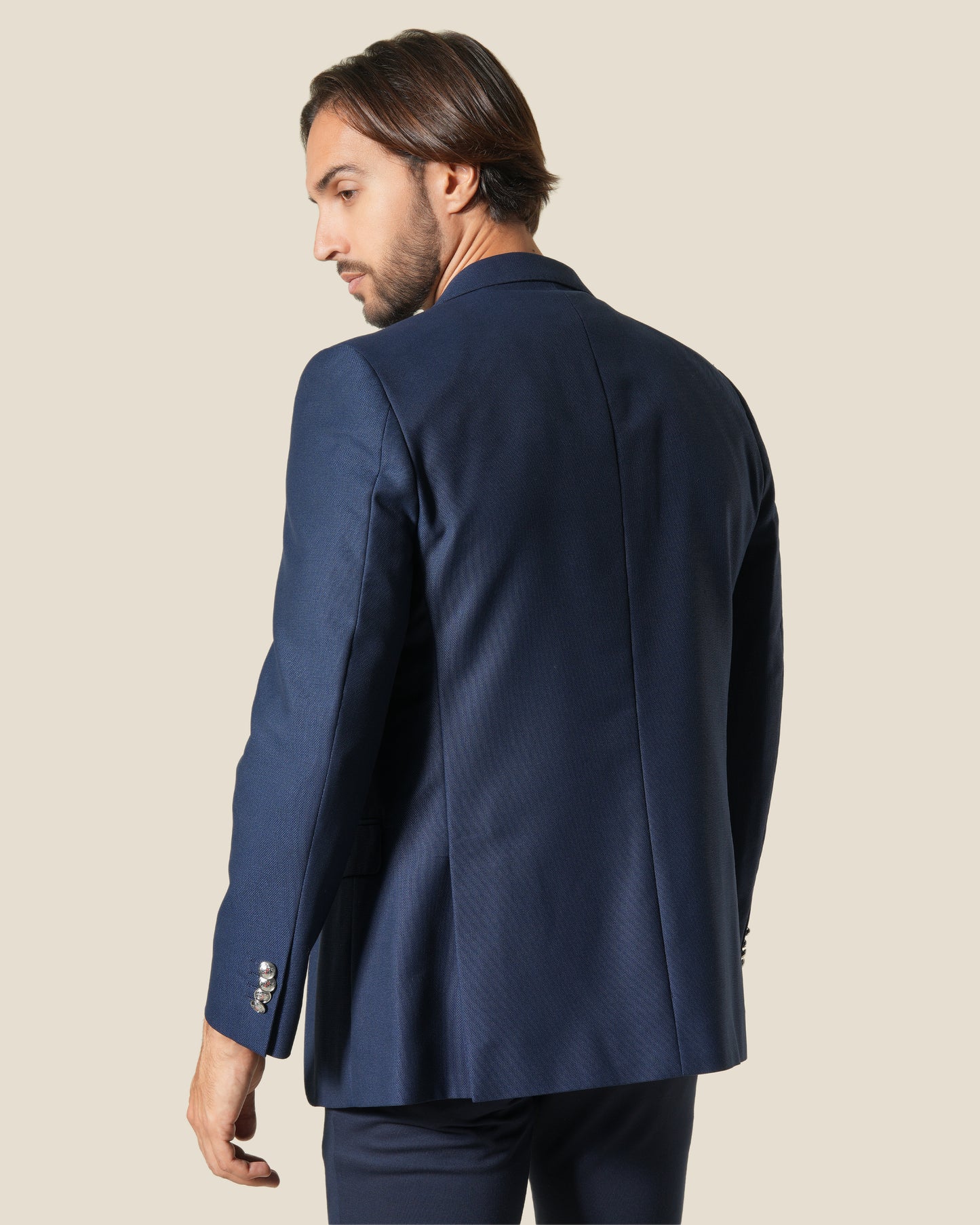 Textured Single Breasted Suit Jacket