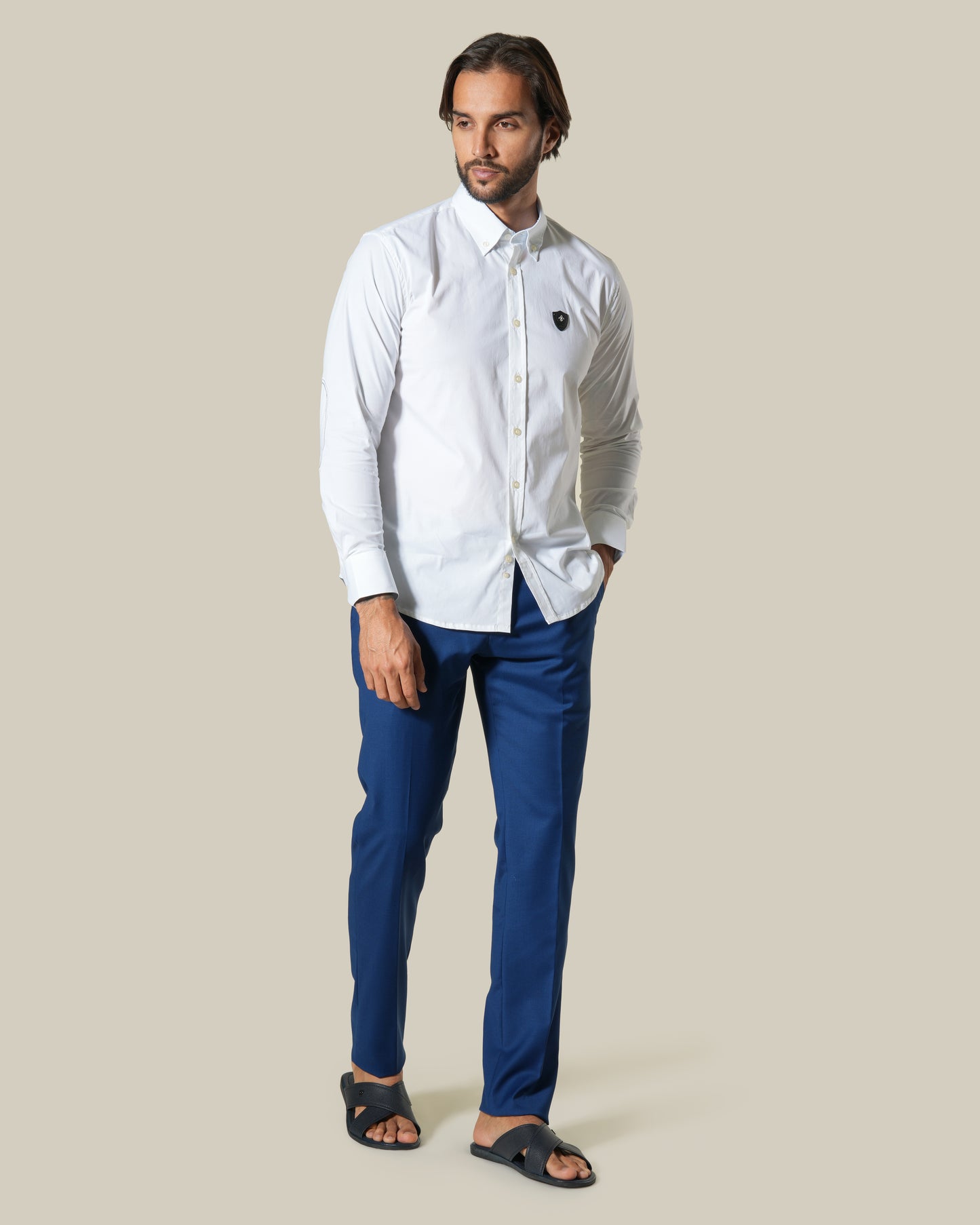 Leather Patch Long Sleeve Shirt