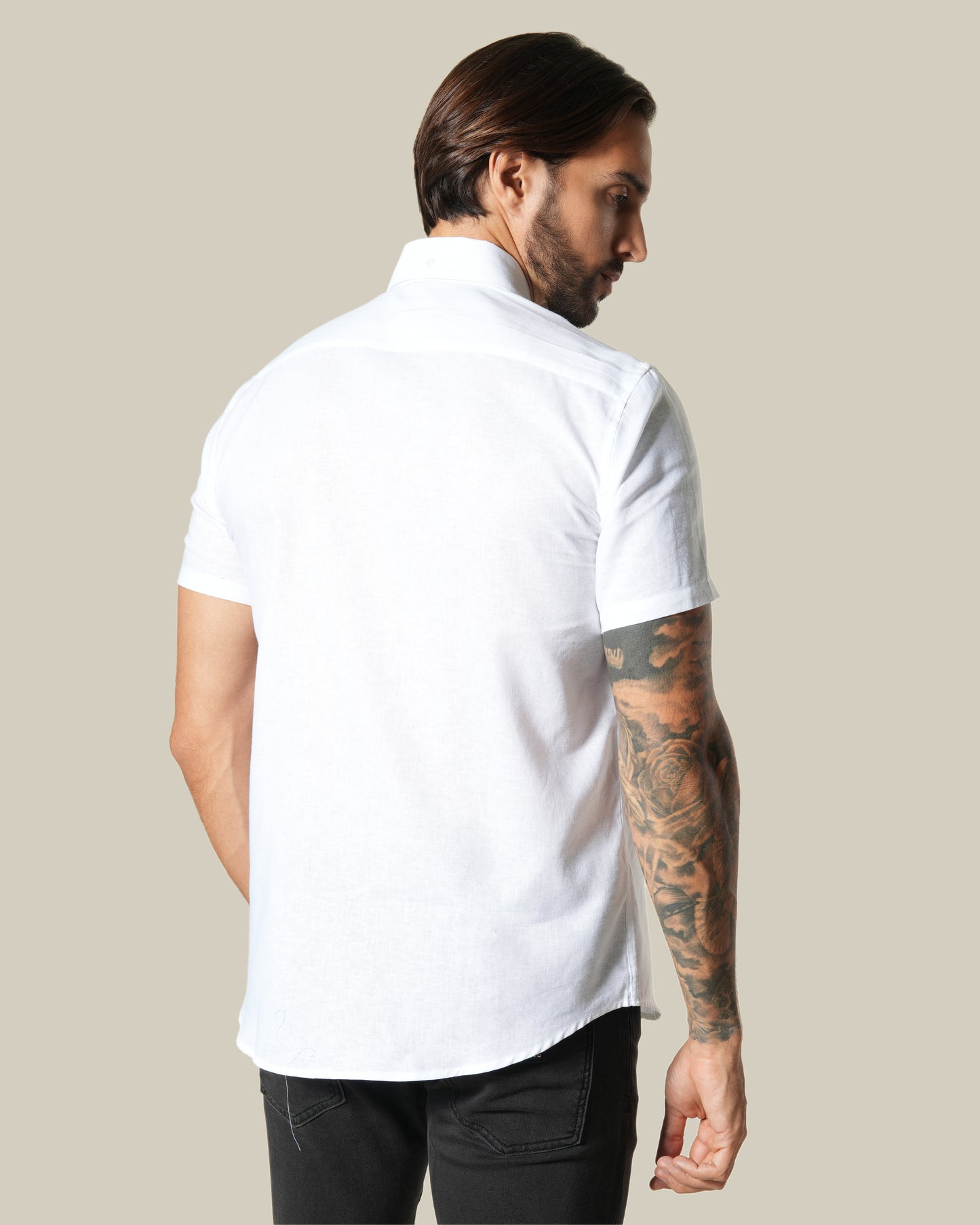 Plain Linen Short Sleeve Shirt