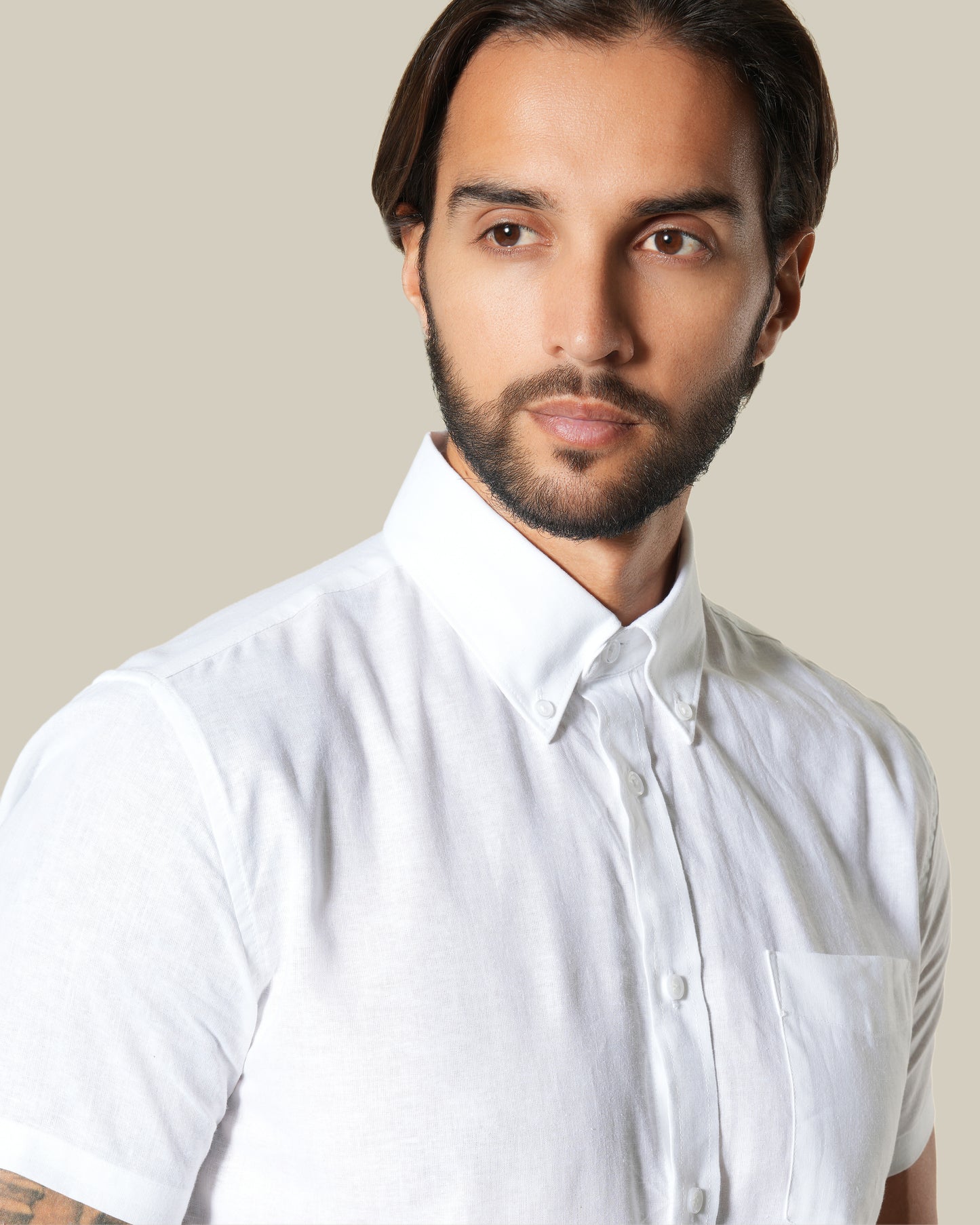 Plain Linen Short Sleeve Shirt