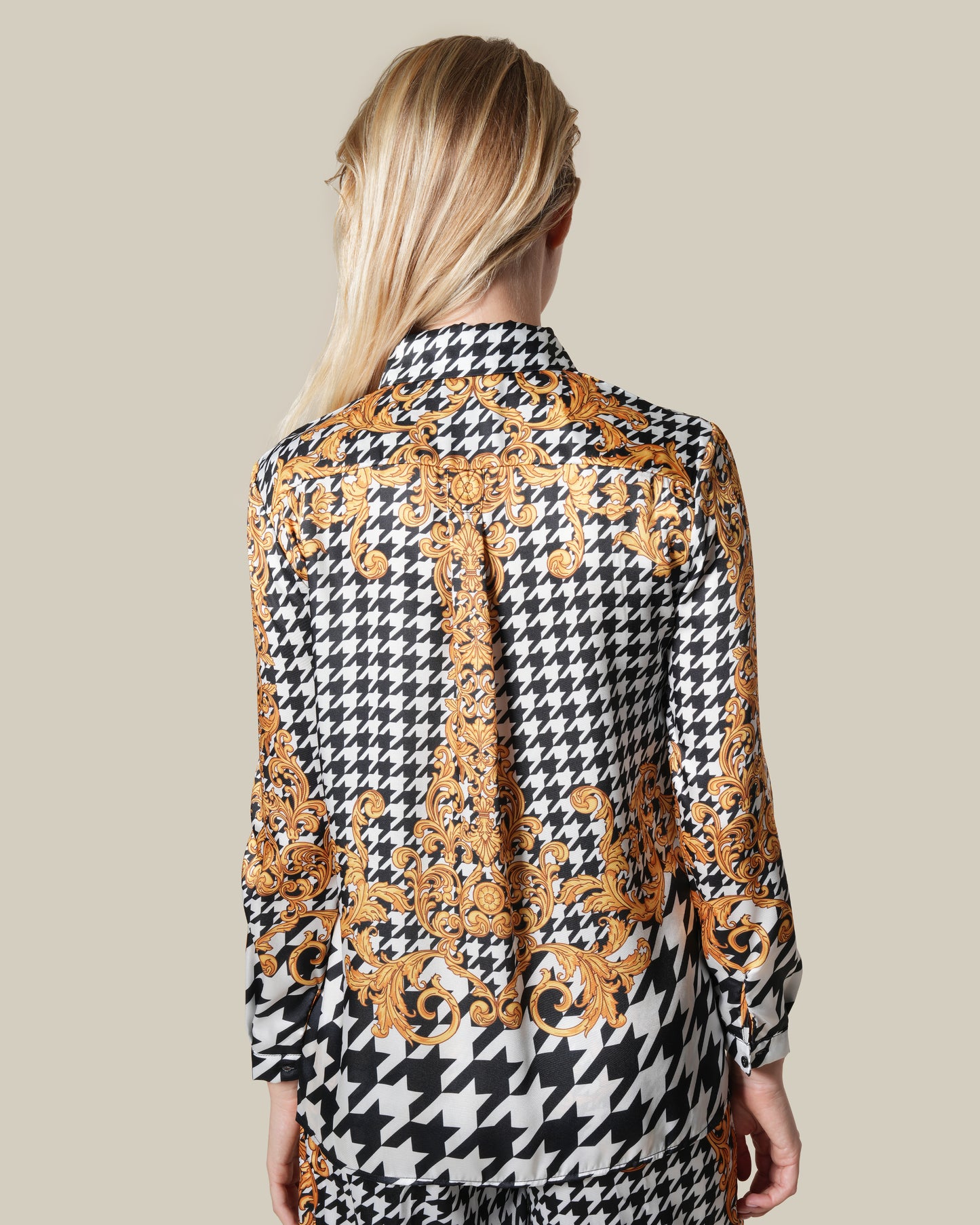 Baroque Houndstooth Motif Shirt