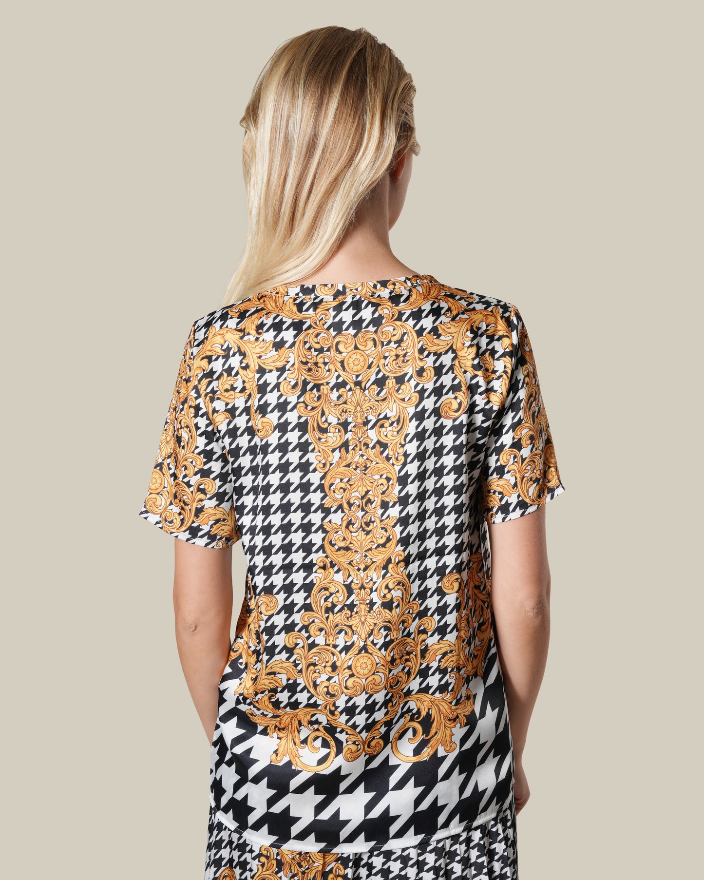 Houndstooth Baroque Printed Top