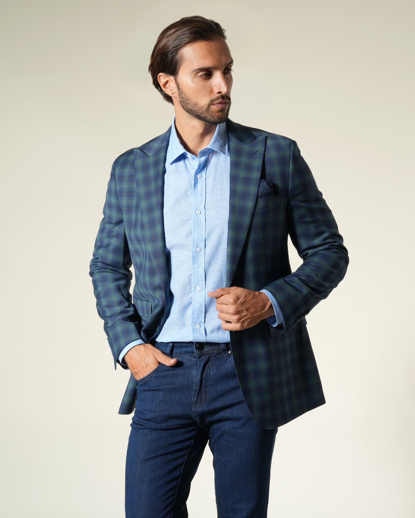 Checked Single Breasted Suit Jacket