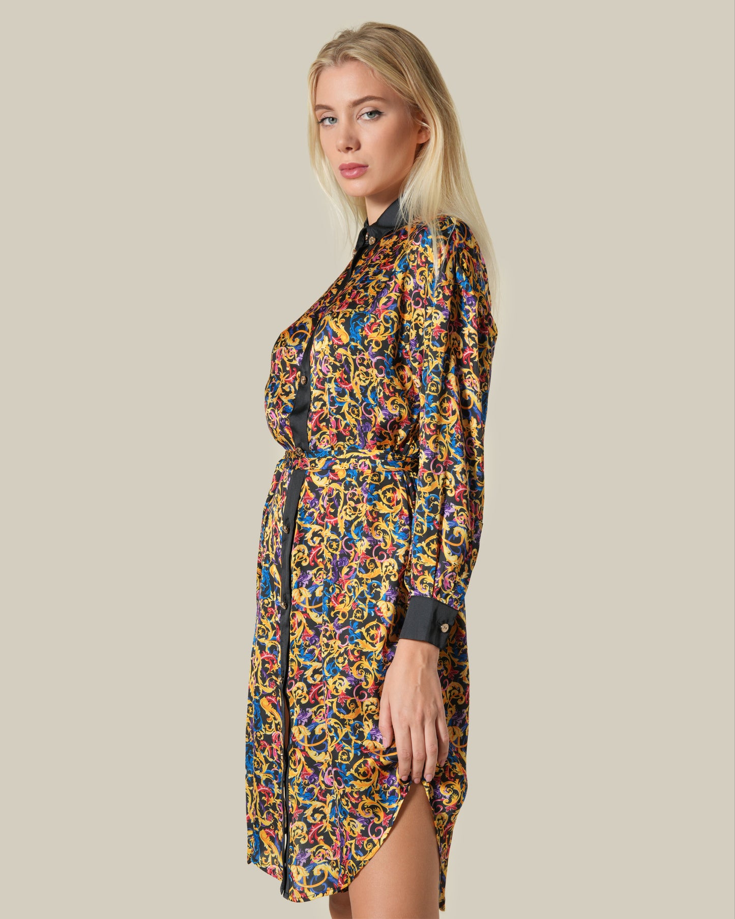 Multicolor Baroque Printed Shirt Dress