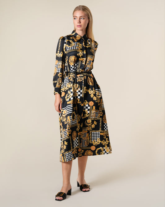 Geometric Baroque Print Midi Dress