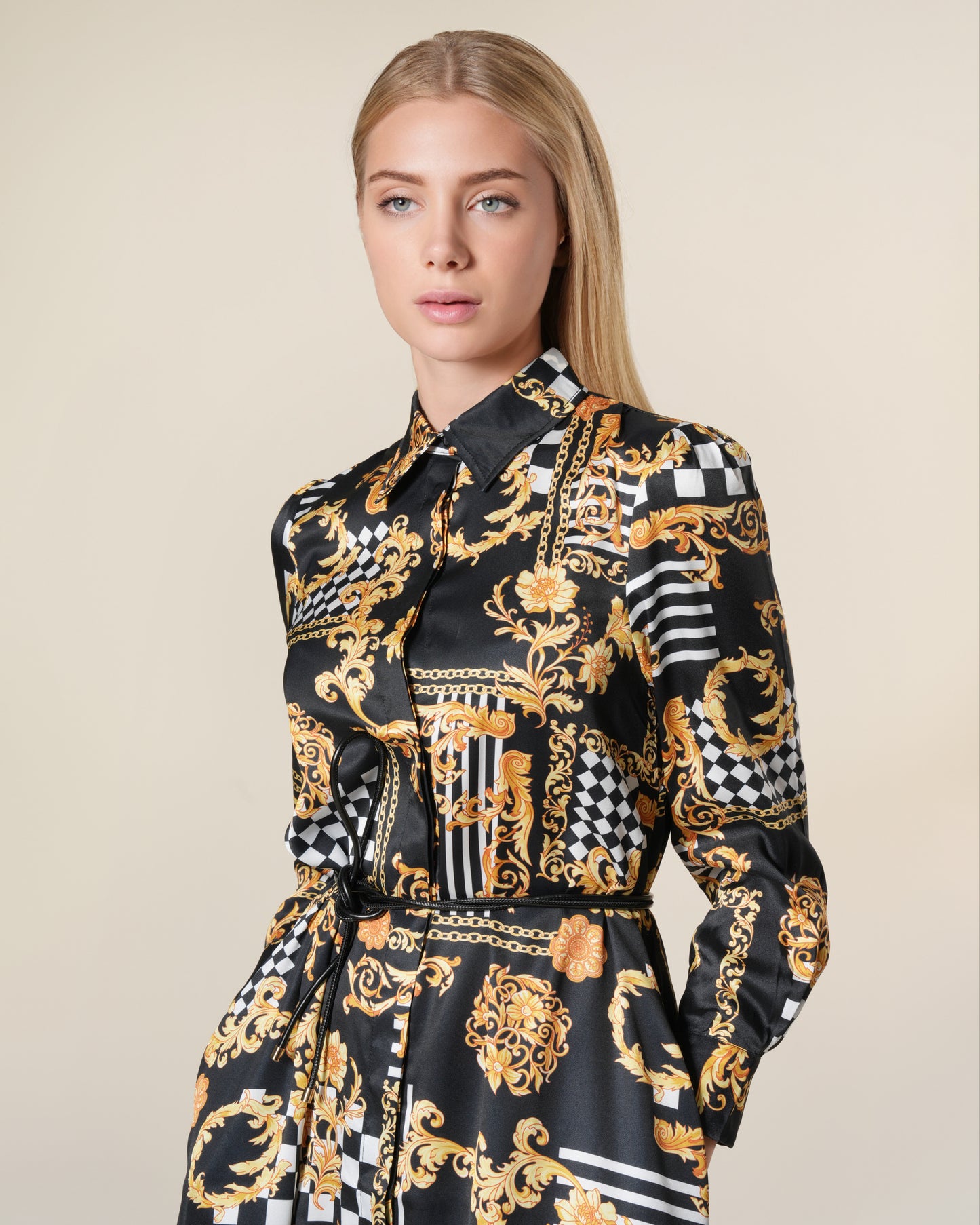 Geometric Baroque Print Midi Dress