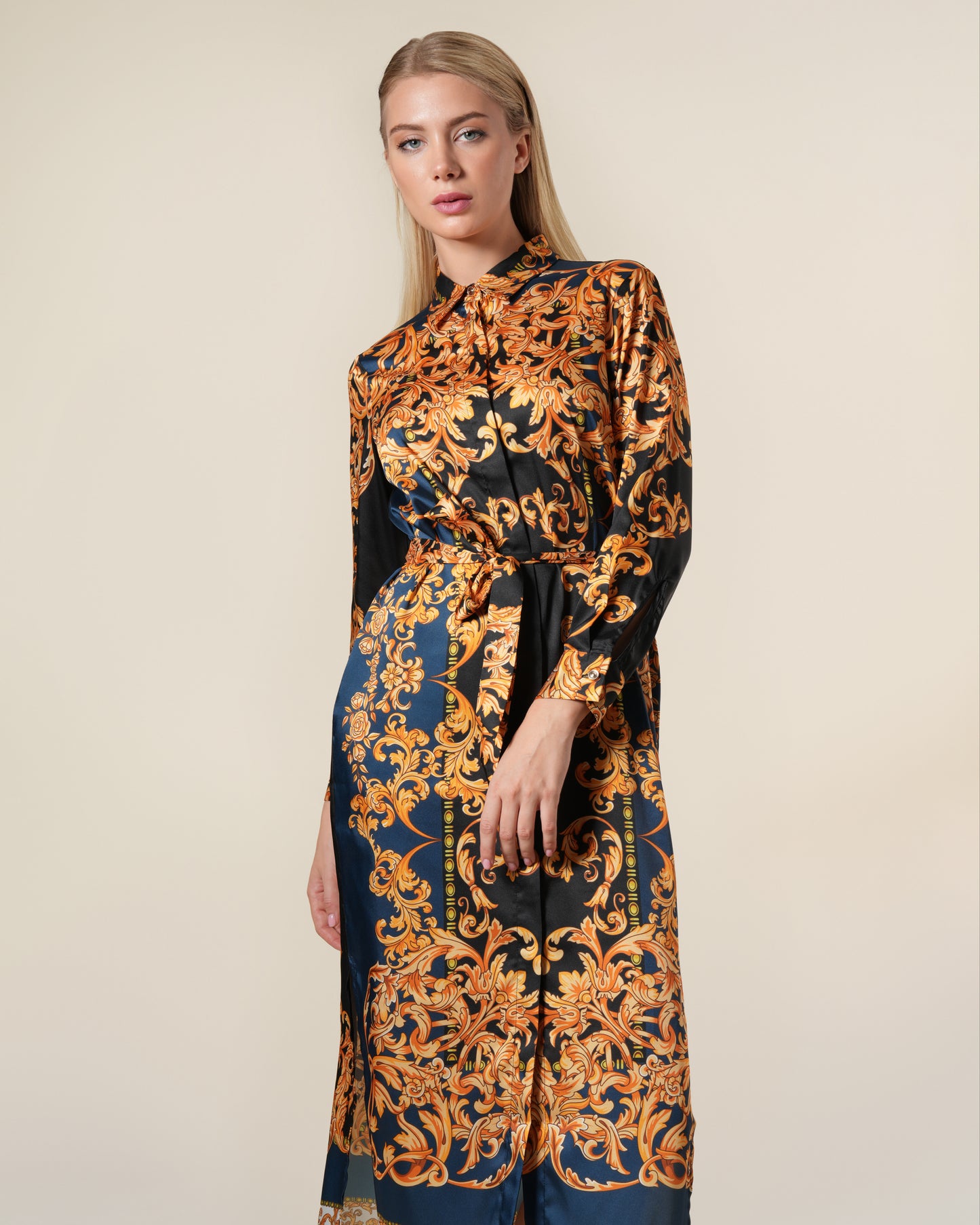 Baroque Contrast Shirt Dress