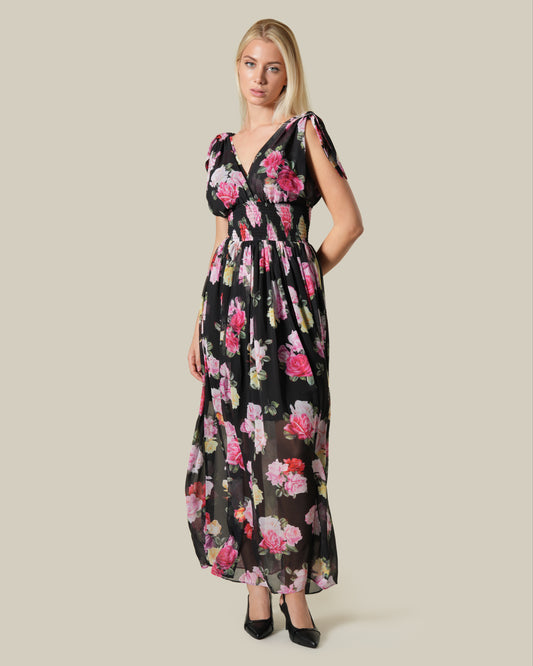 Floral Sheer Effect Maxi Dress