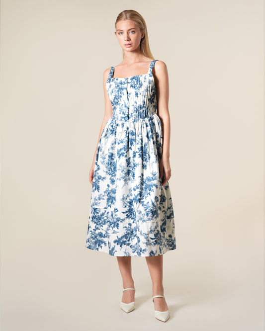 Floral Print Cotton Midi Dress
