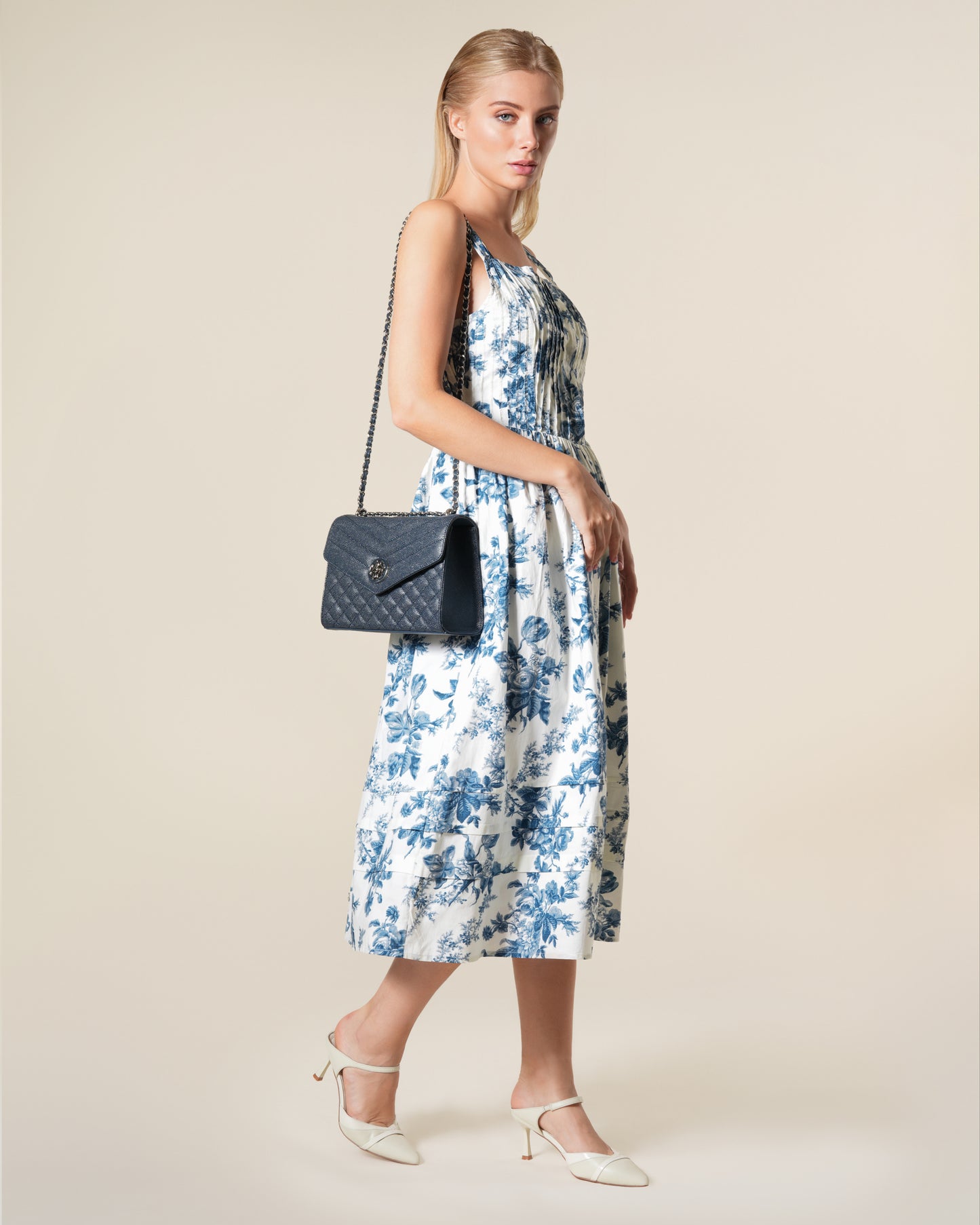 Floral Print Cotton Midi Dress