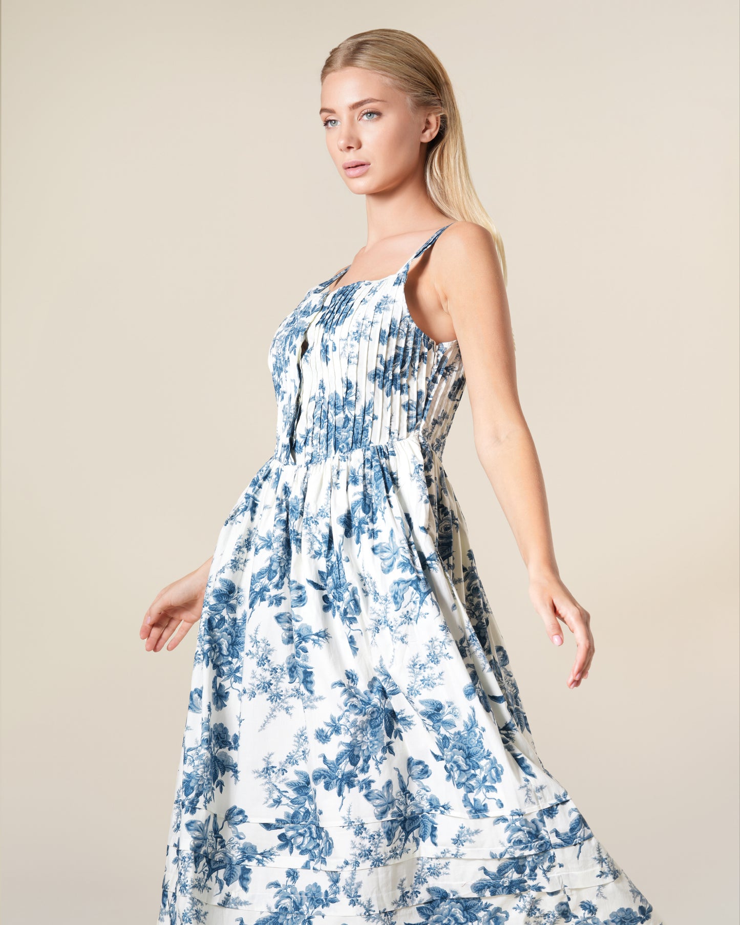 Floral Print Cotton Midi Dress