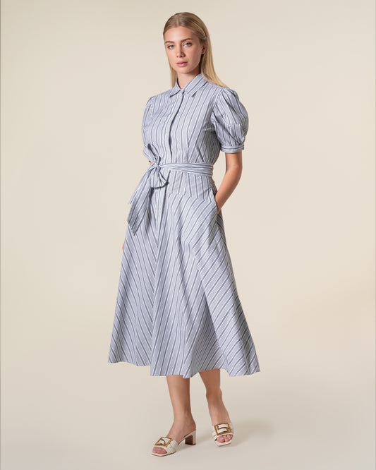 Striped Cotton-Poplin Shirt Dress