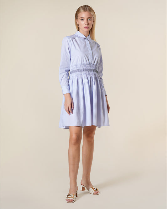 Striped Cotton Mini Shirt Dress