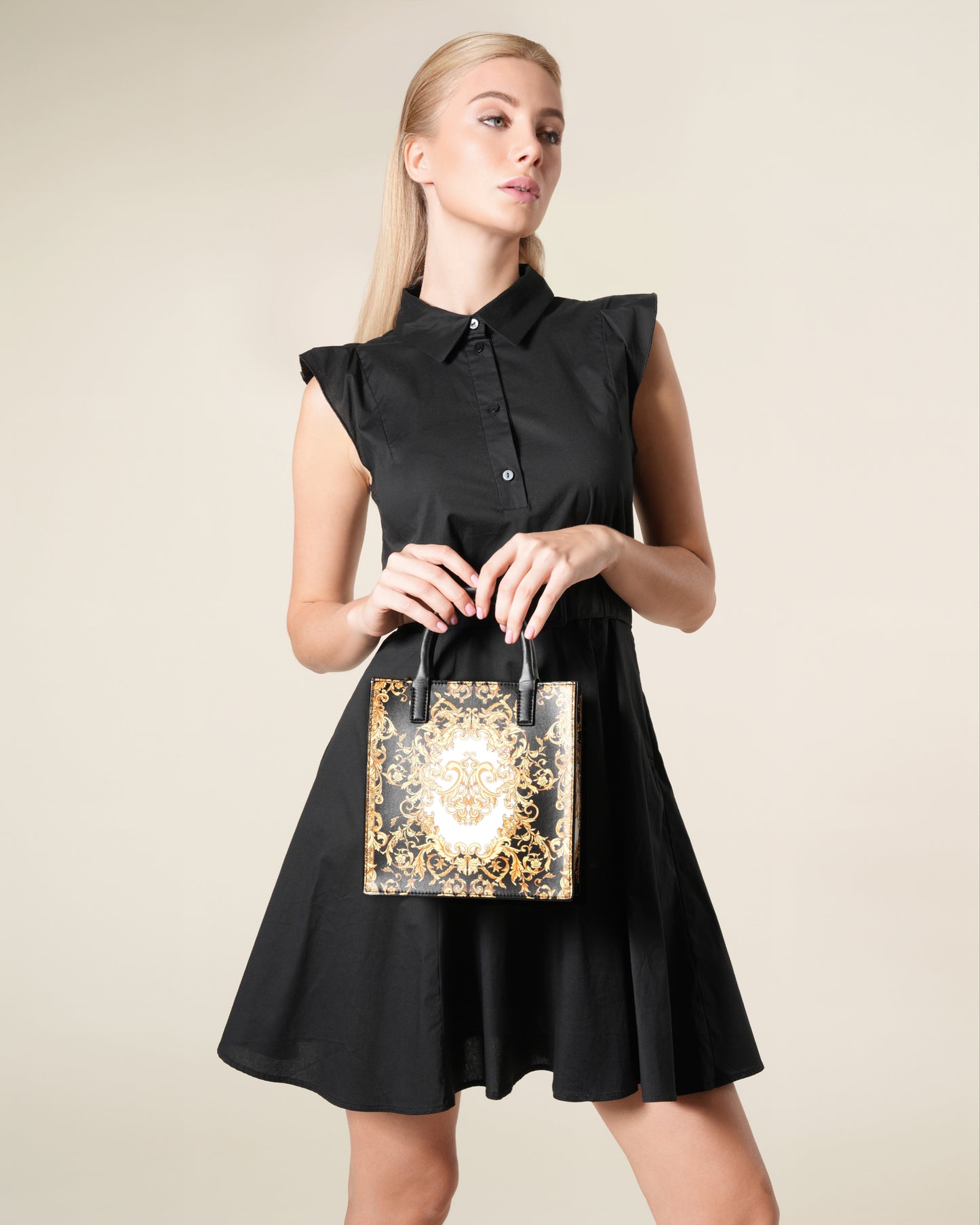 Belted Flutter Sleeves Shirt Dress
