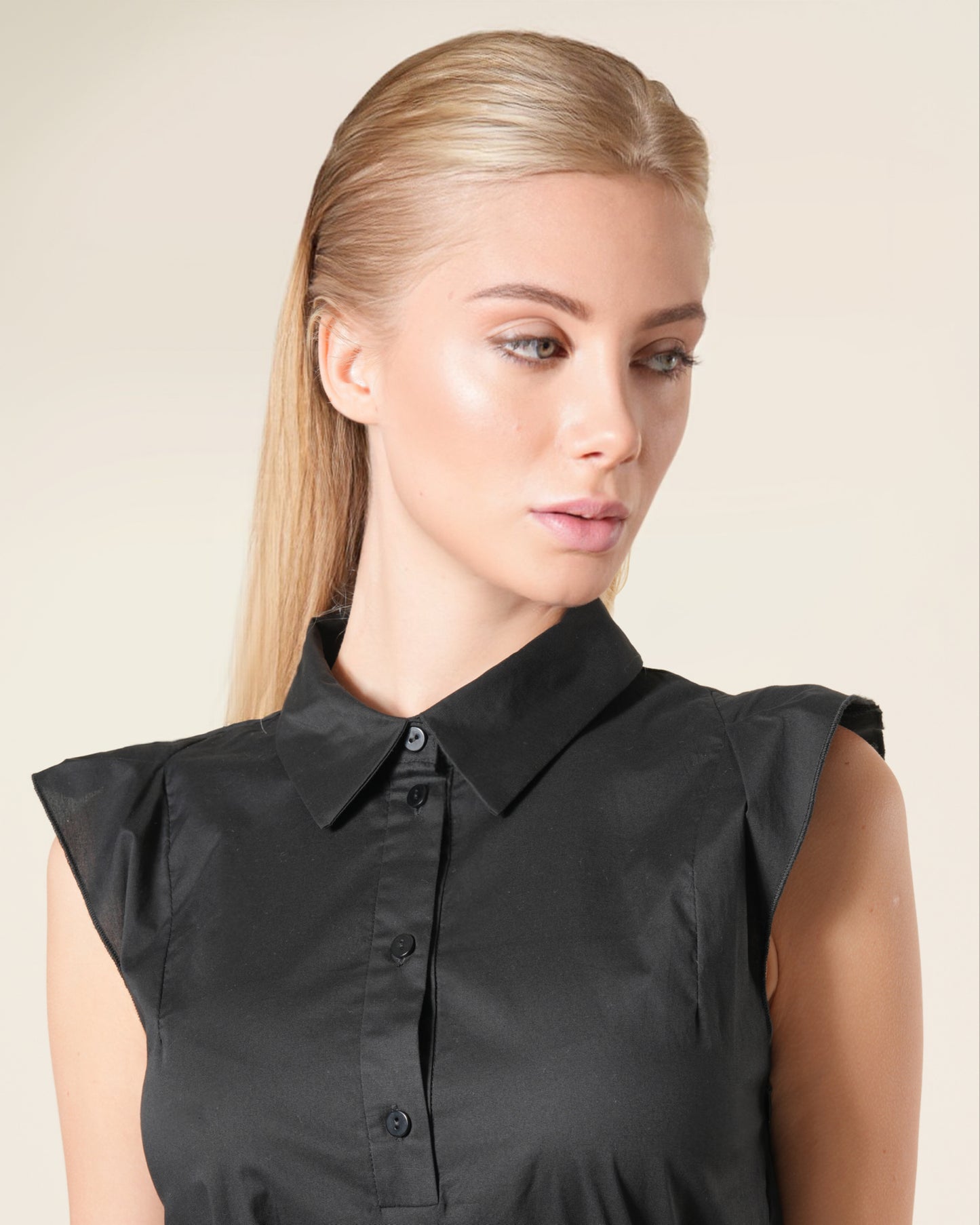 Belted Flutter Sleeves Shirt Dress