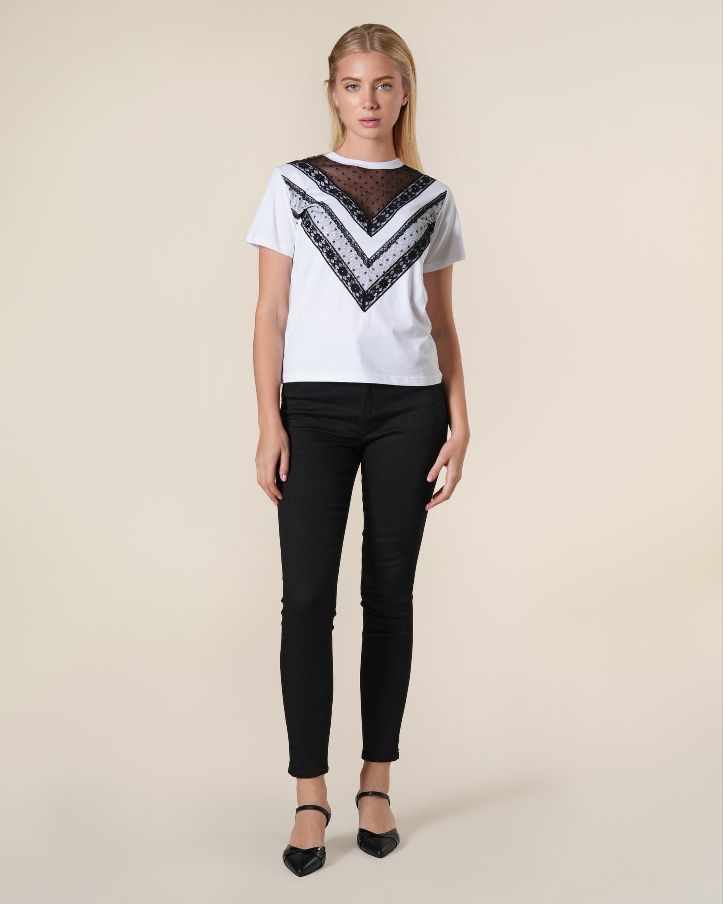 Lace Embellished Cotton T-Shirt