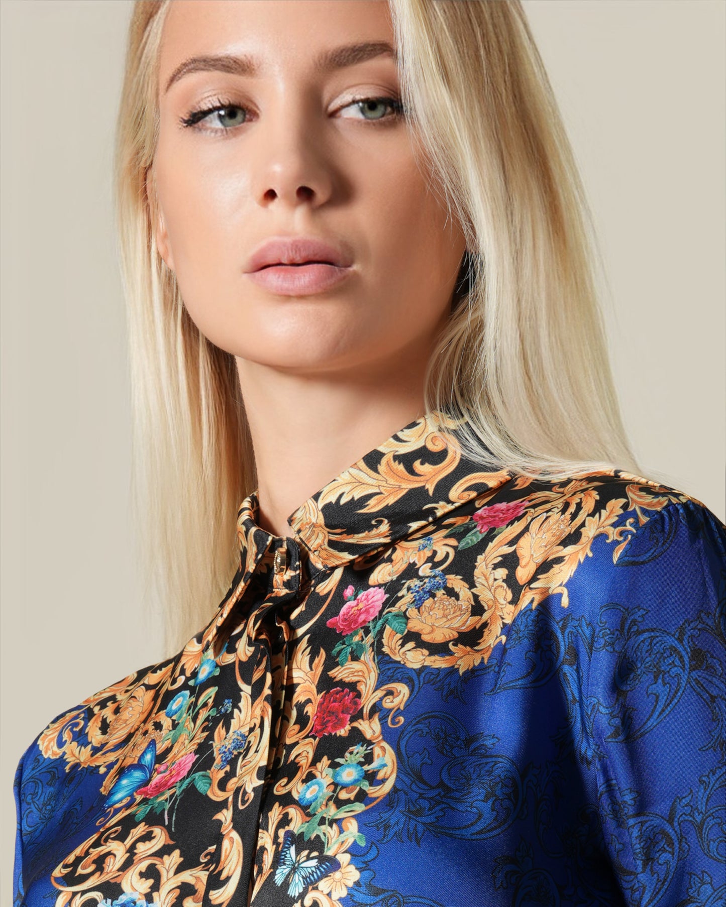 Baroque Floral Placement Printed shirt