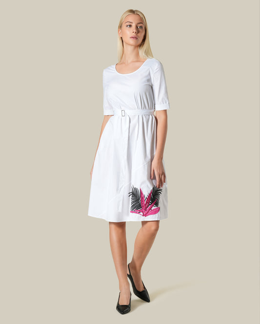 Embroidered Cotton Midi Dress