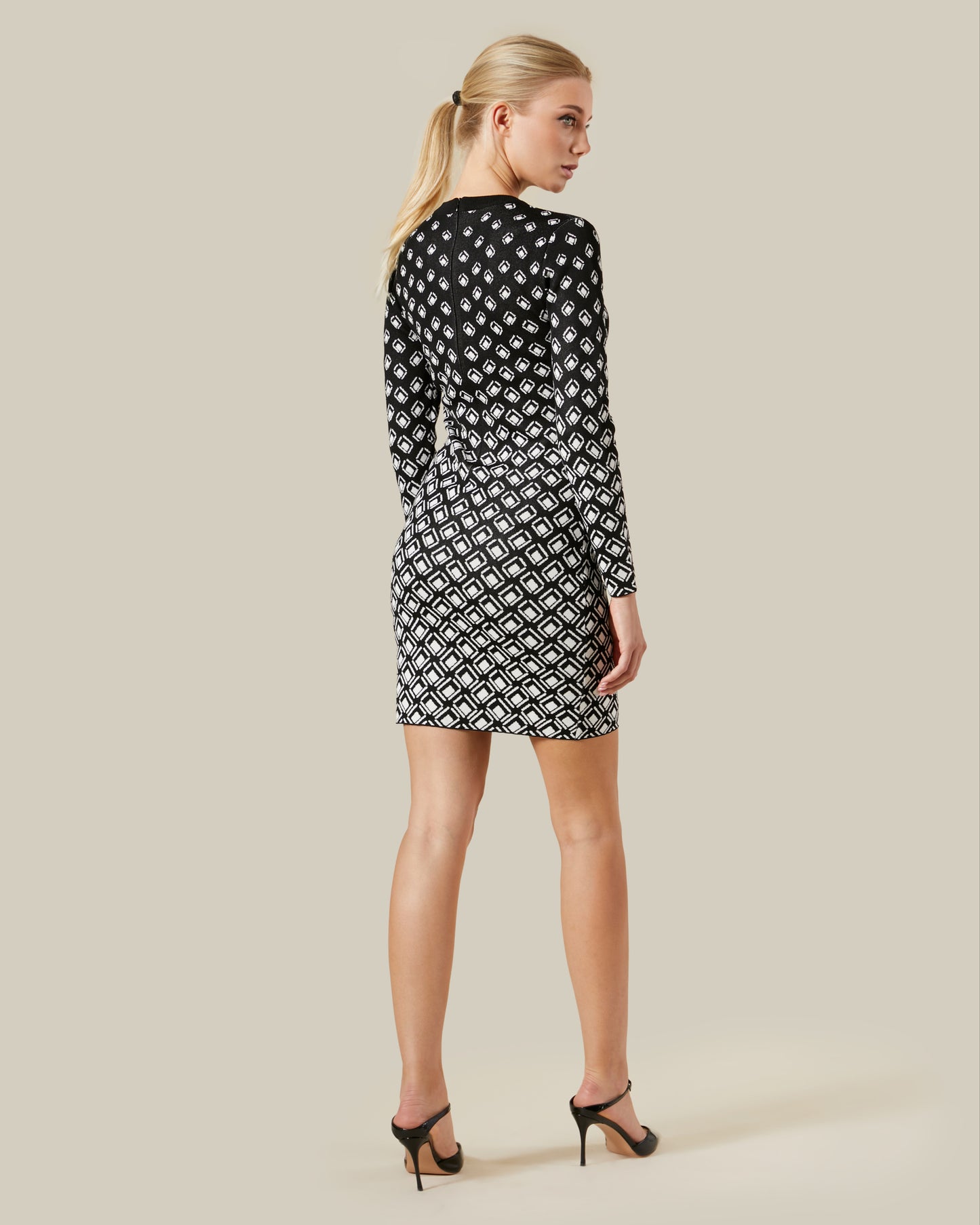 Geometric Patterned Knitted Dress