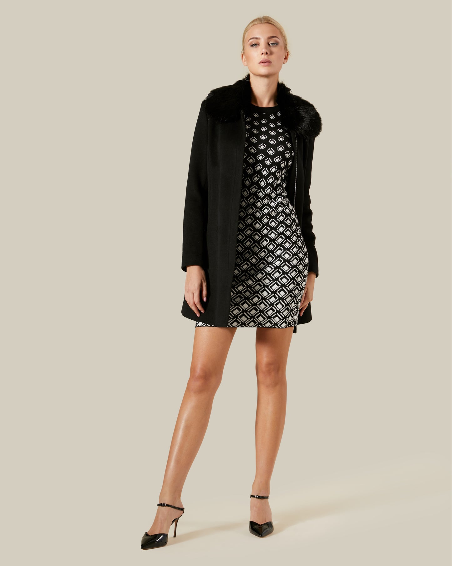 Geometric Patterned Knitted Dress