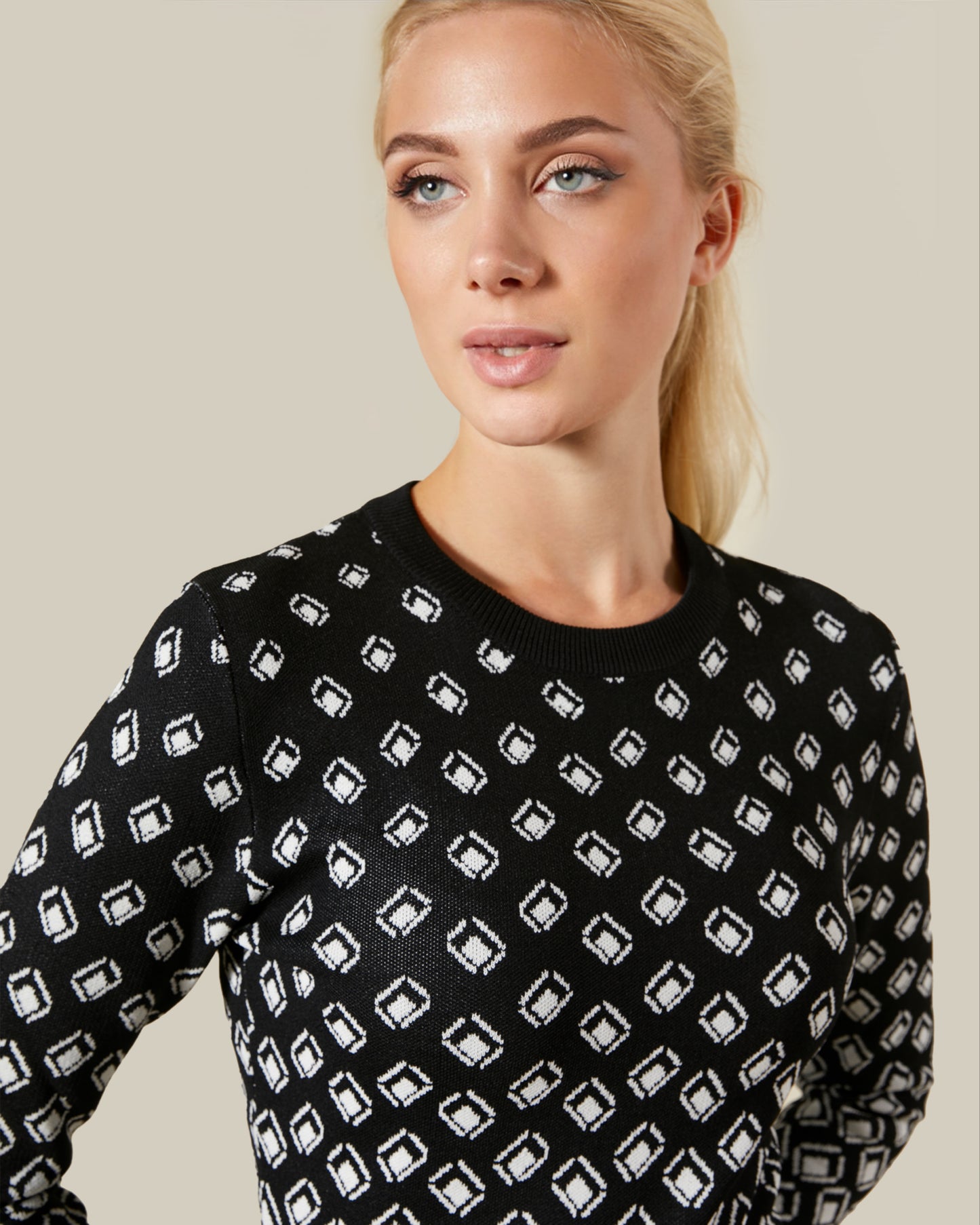Geometric Patterned Knitted Dress