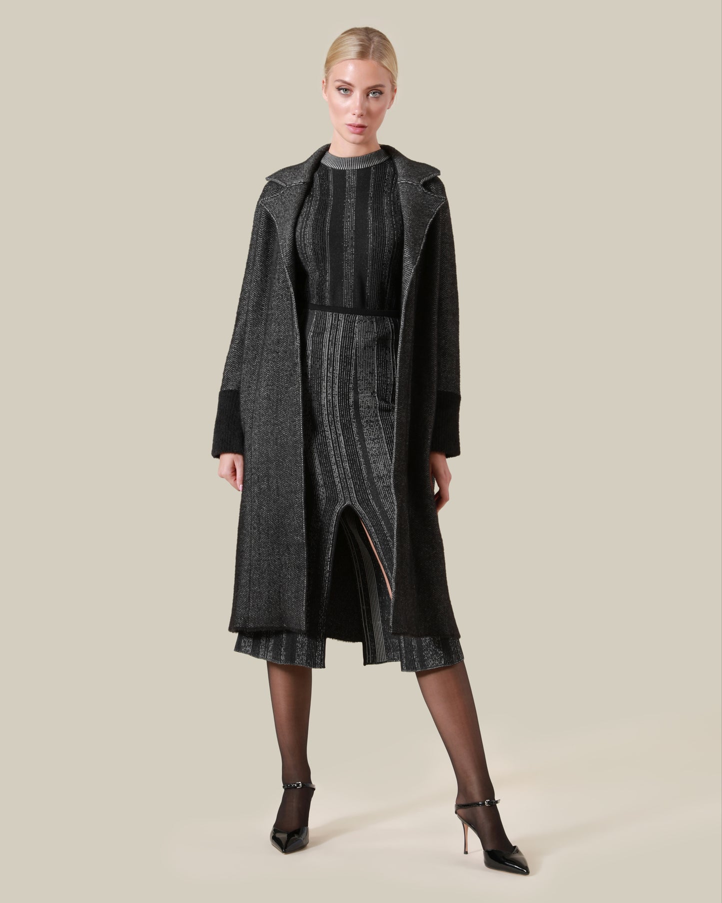 Herringbone Wrap Coat