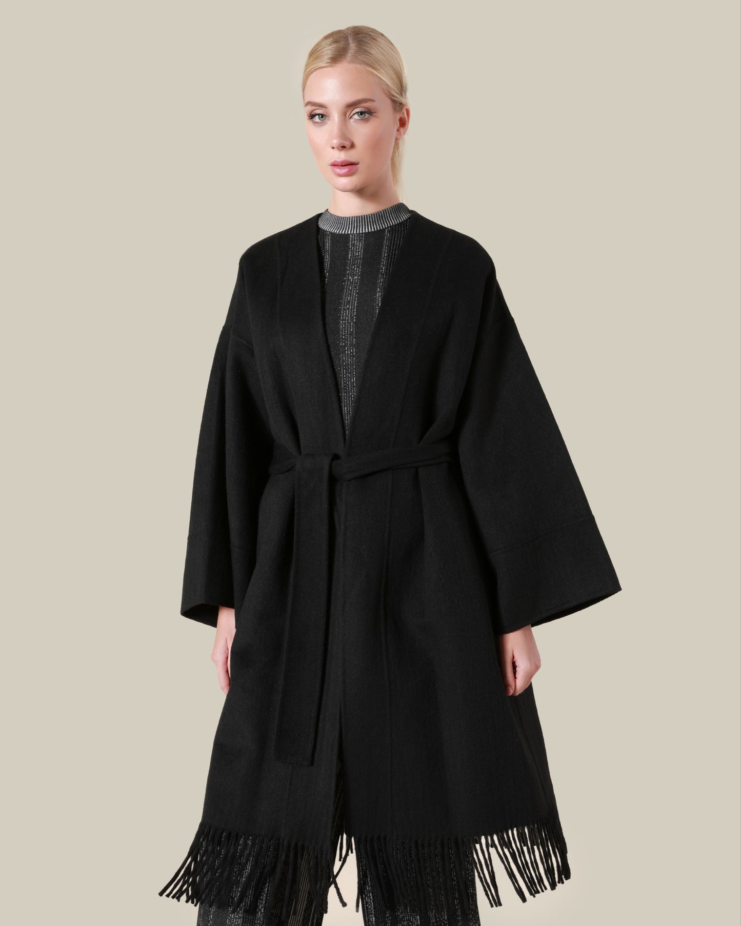 Fringed Wool Coat