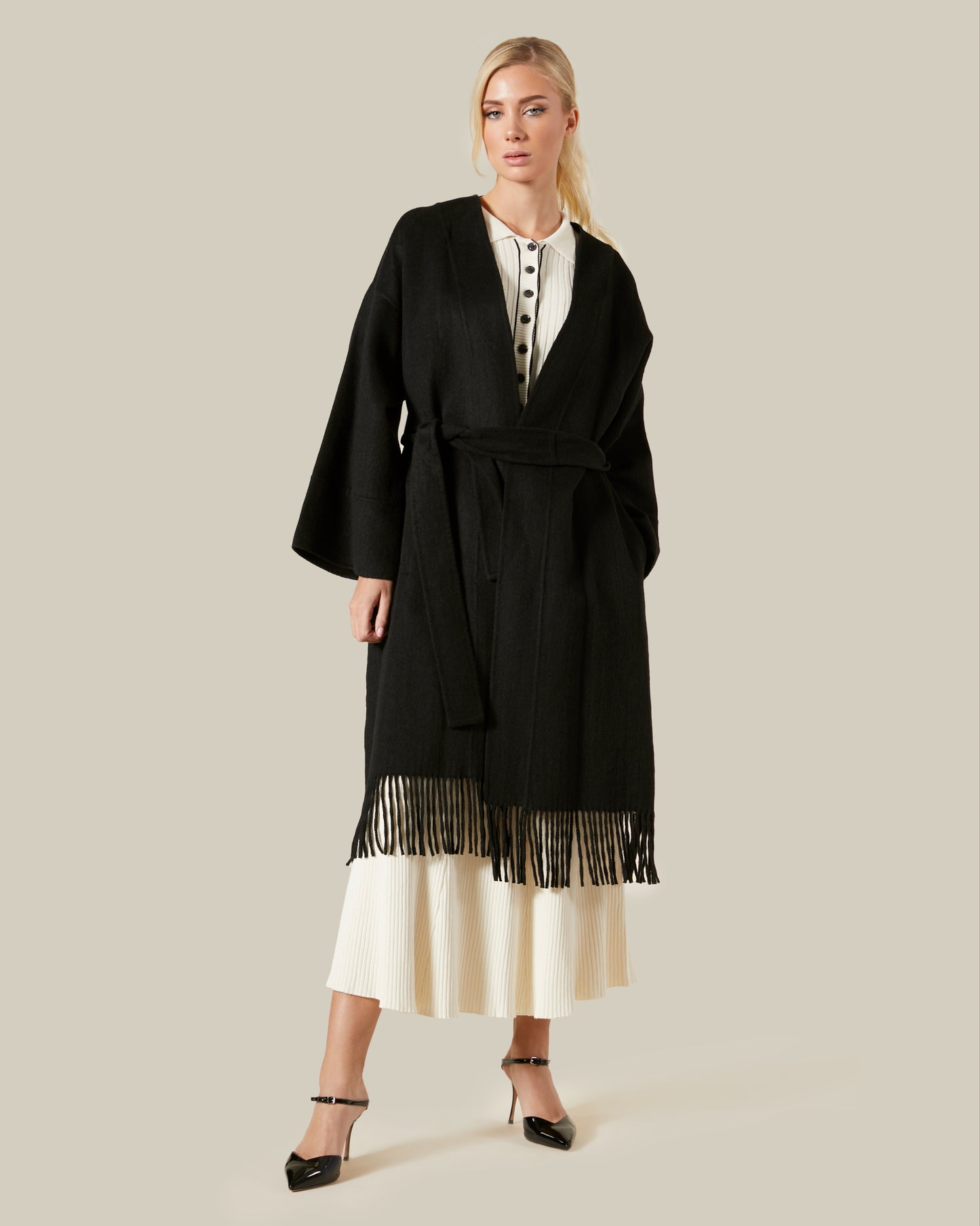 Contrast Tipping Ribbed Knit Maxi Dress