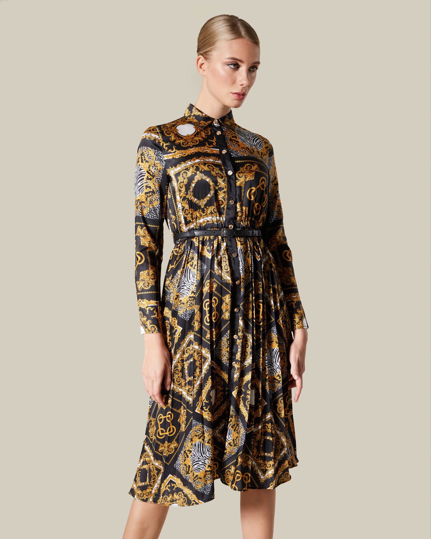 Patchwork Pleated Dress