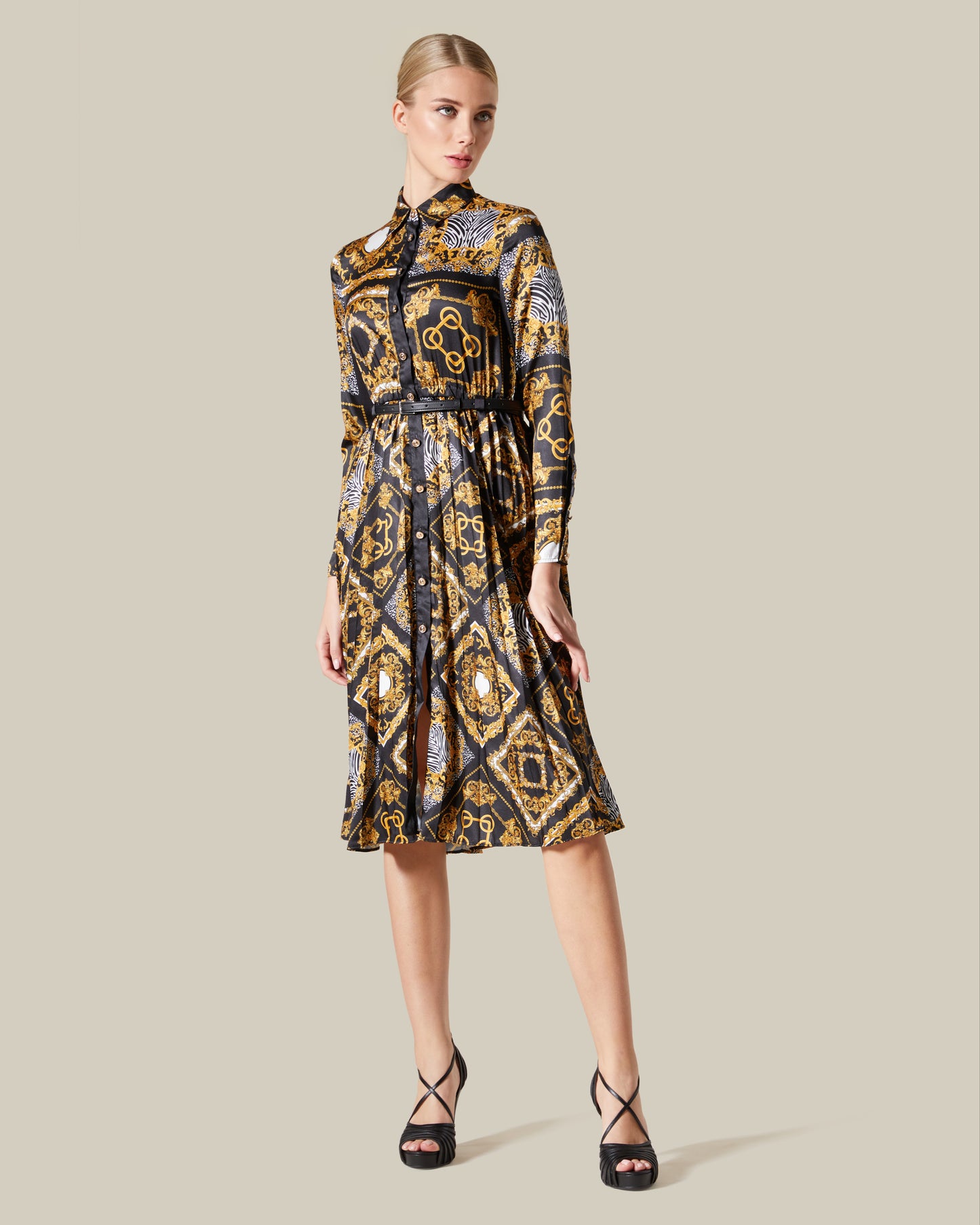 Patchwork Pleated Dress