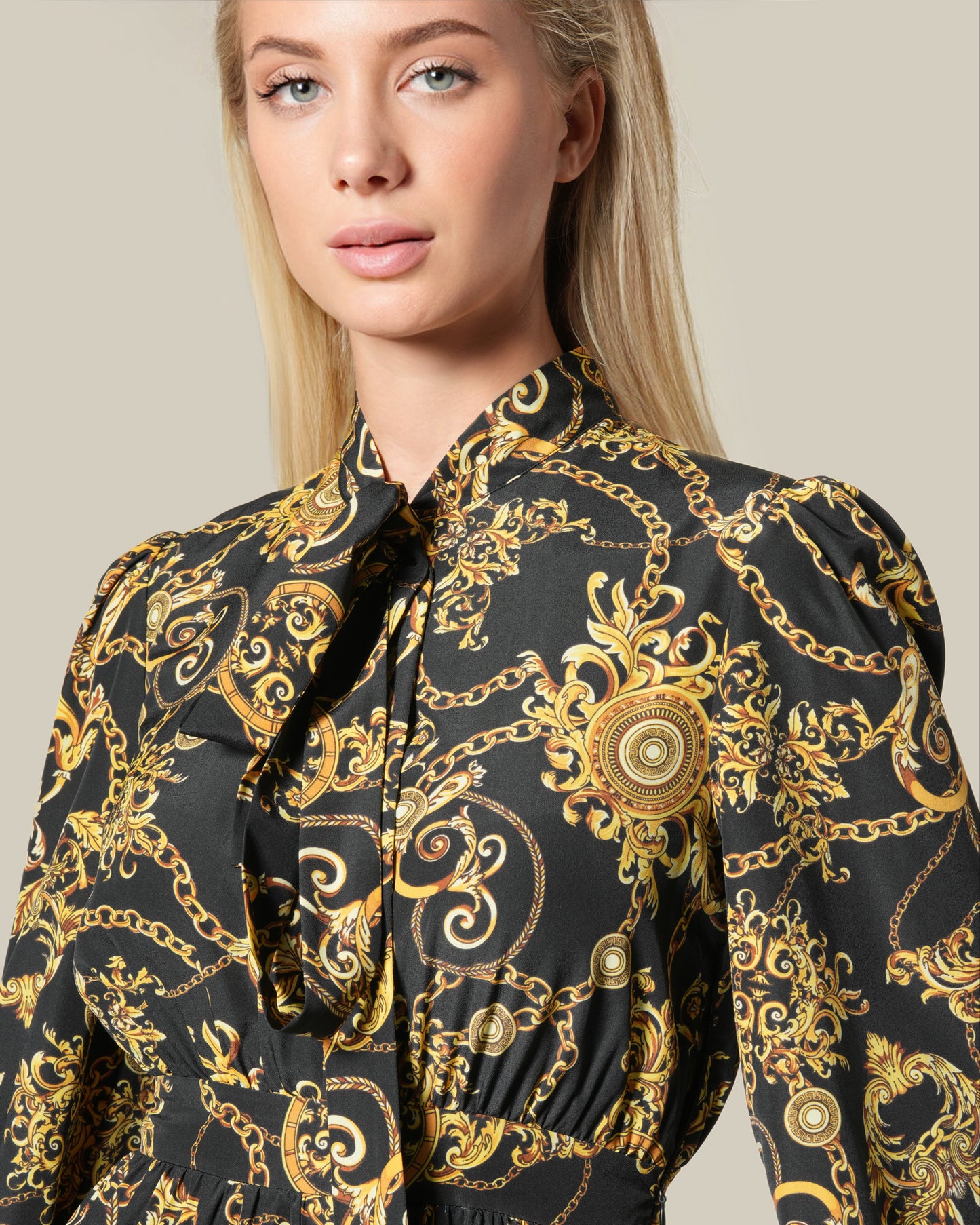 Pleated Baroque Chain Dress