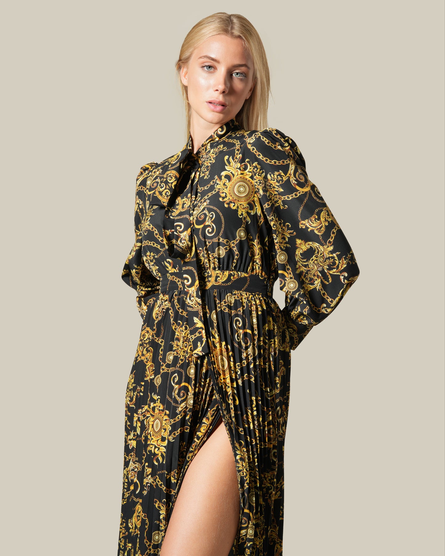 Pleated Baroque Chain Dress