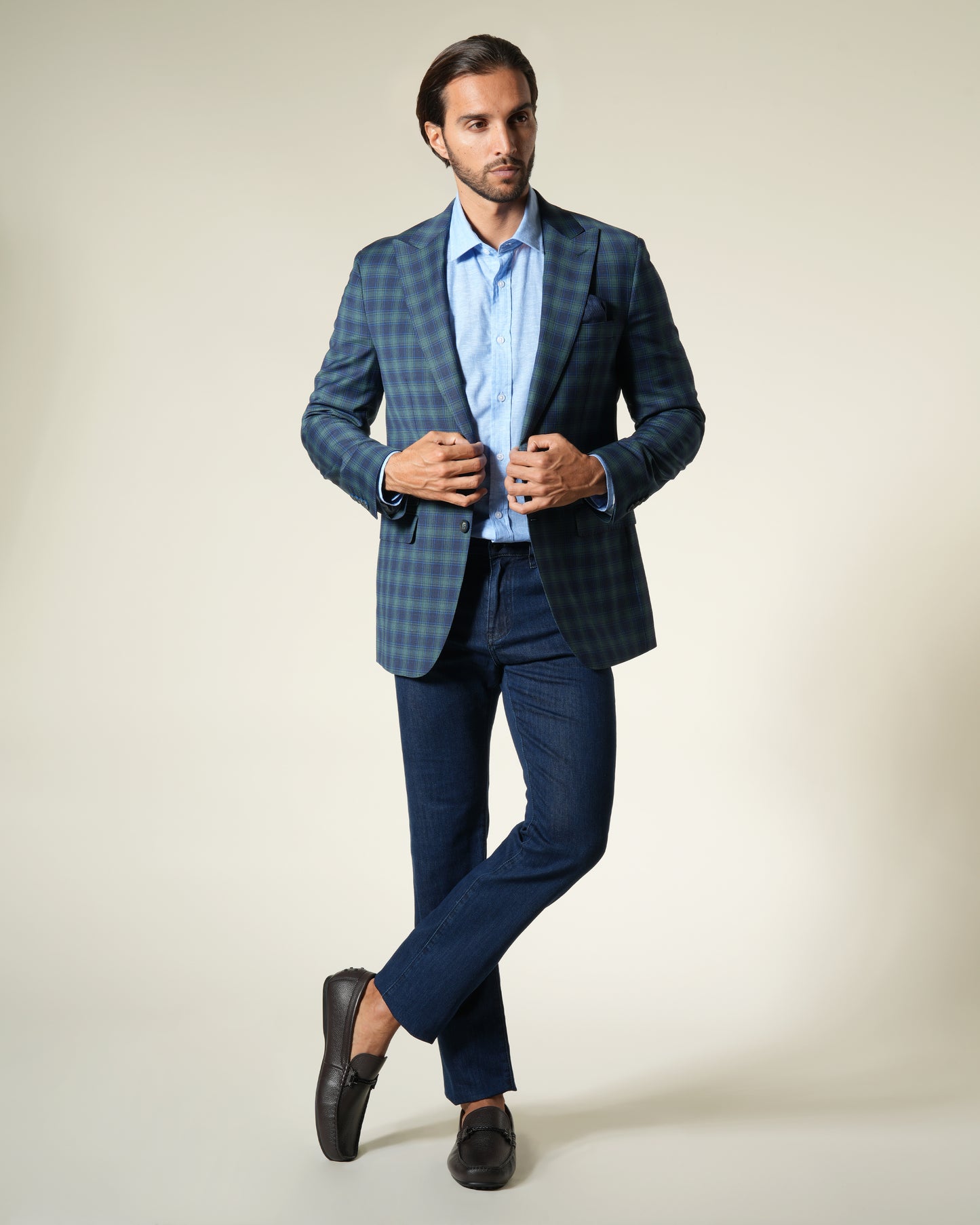 Checked Single Breasted Suit Jacket