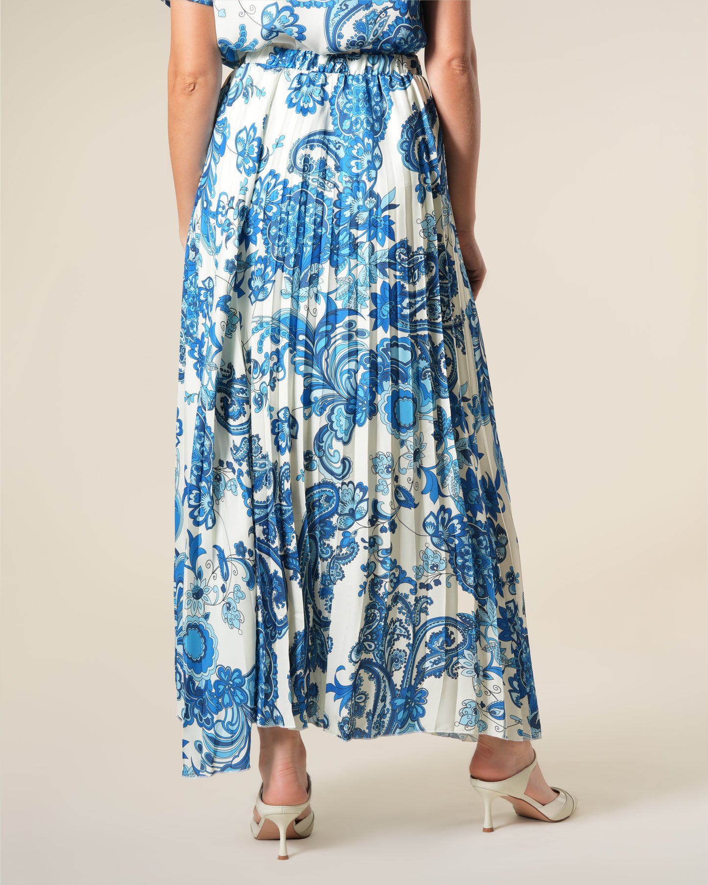 Paisley Print Pleated Maxi Skirt