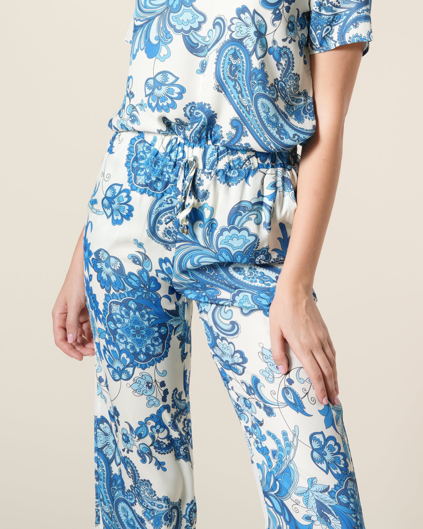 Paisley Print Wide Leg Pants
