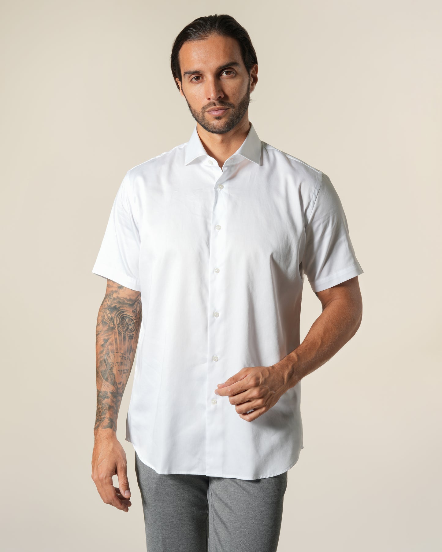 Plain Short Sleeve Cotton Shirt