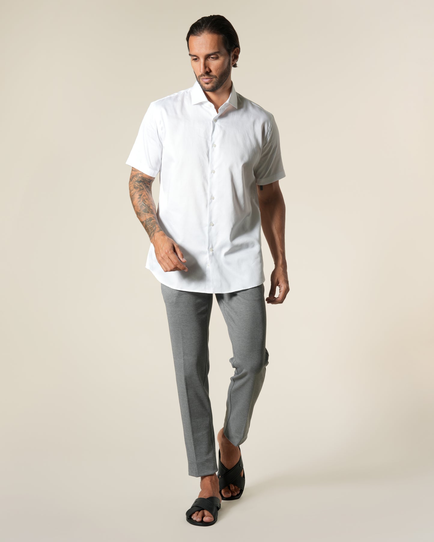 Plain Short Sleeve Cotton Shirt