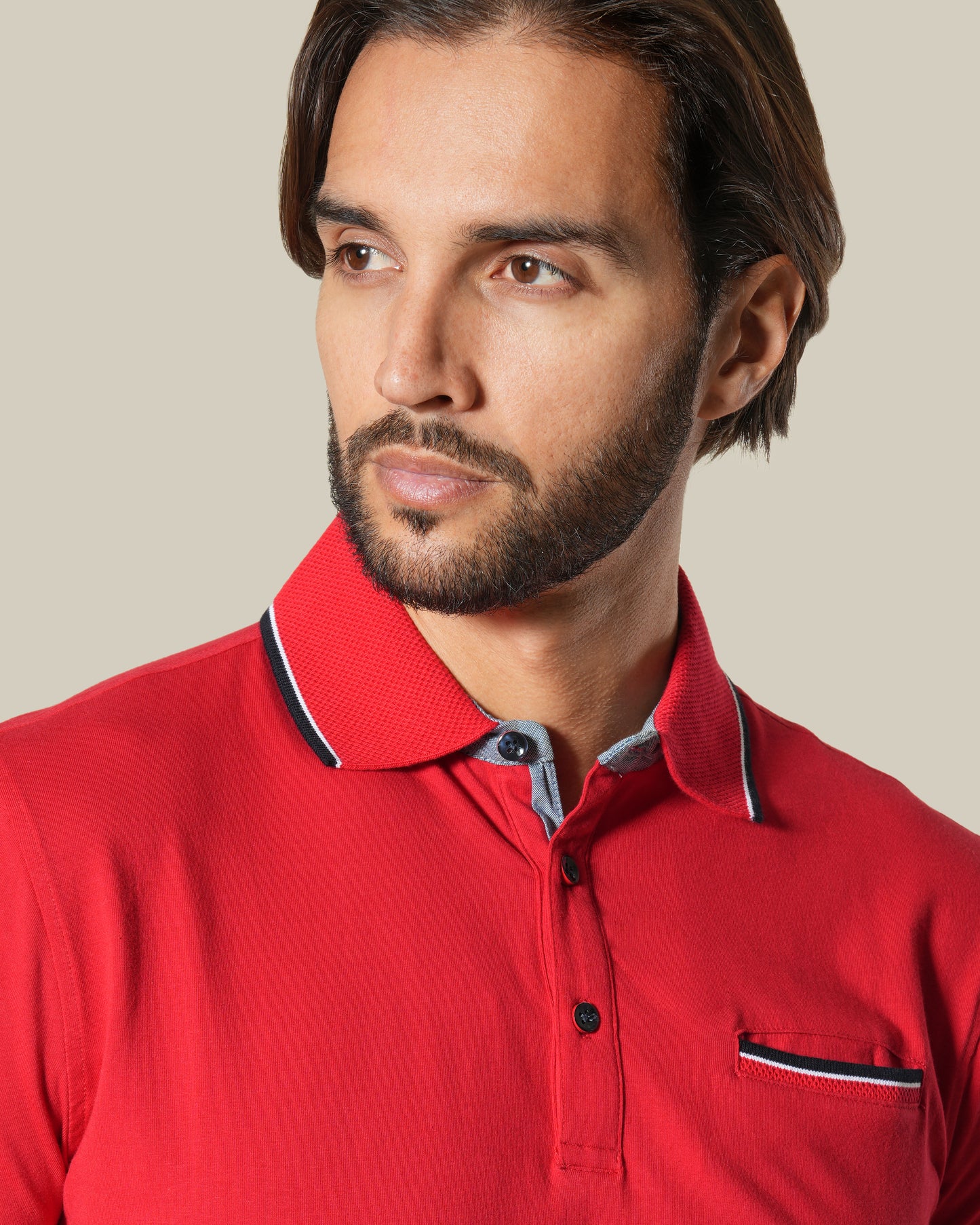 Contrast Tipping Red Polo Shirt