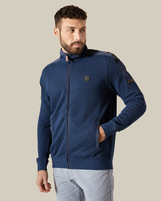 Denim Patched Knitted Jacket