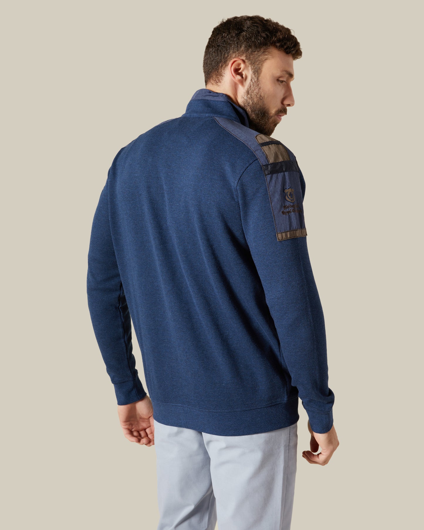 Denim Patched Knitted Jacket