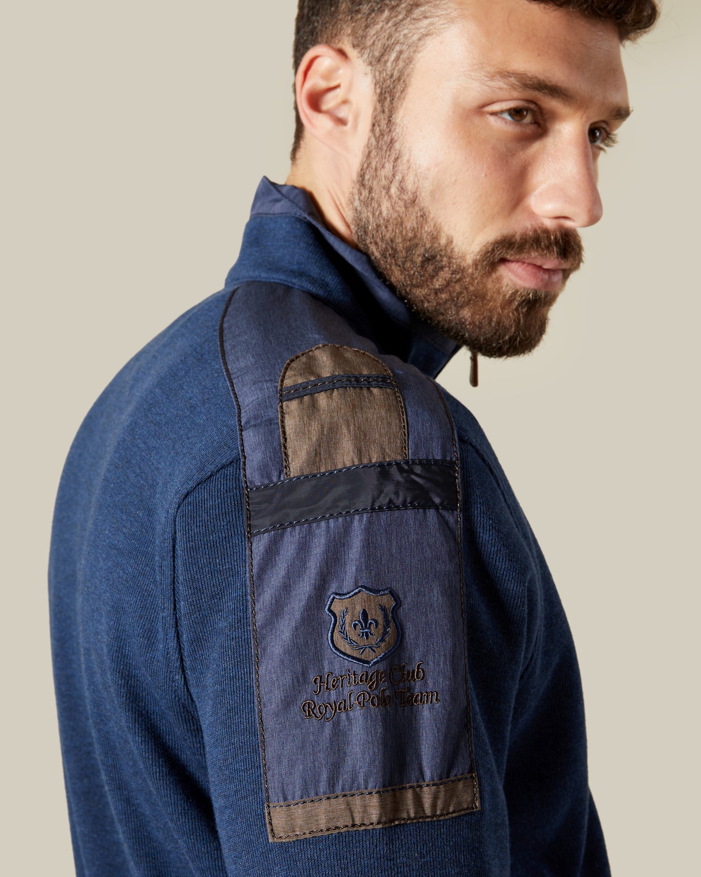 Denim Patched Knitted Jacket