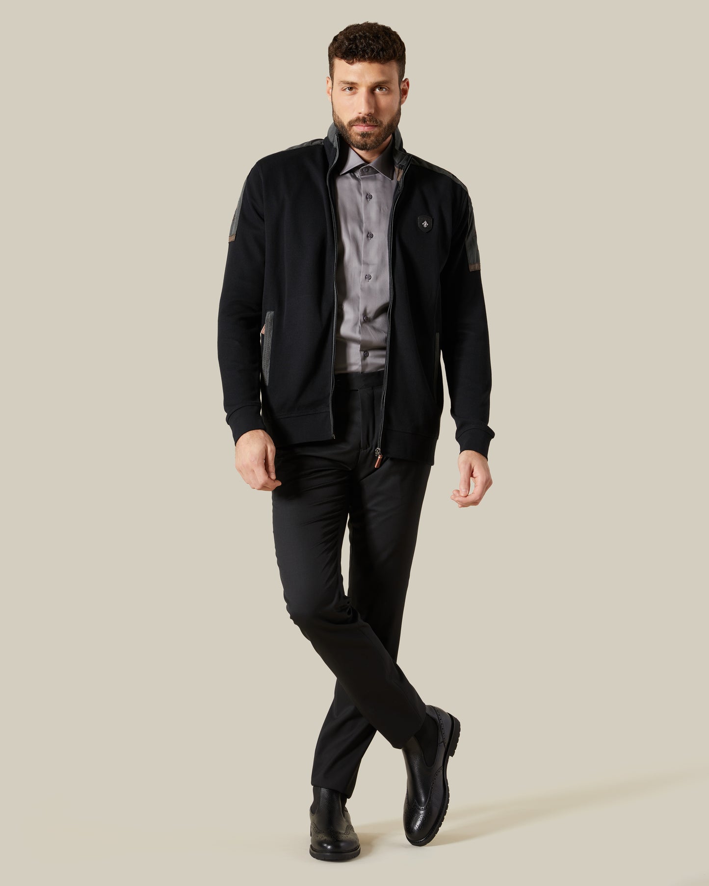 Denim Patched Knitted Jacket